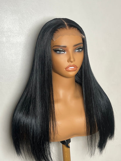 Michelle - Jet Black 18" Middle Part Blunt Cut Wig (In Stock)