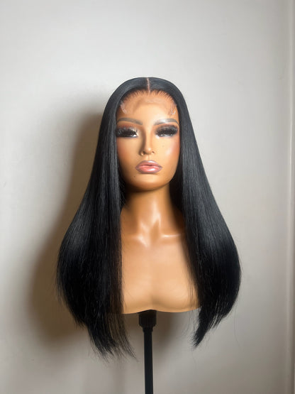 Michelle - Jet Black 18" Middle Part Blunt Cut Wig (In Stock)