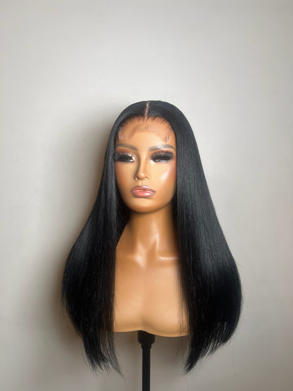 Michelle - Jet Black 18" Middle Part Blunt Cut Wig (In Stock)