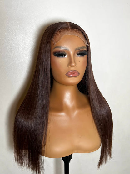 Michelle - Chocolate (Colour 4) 18" Middle Part Blunt Cut Wig (In Stock)