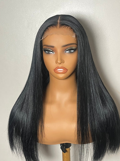 Michelle - Jet Black 18" Middle Part Blunt Cut Wig (In Stock)