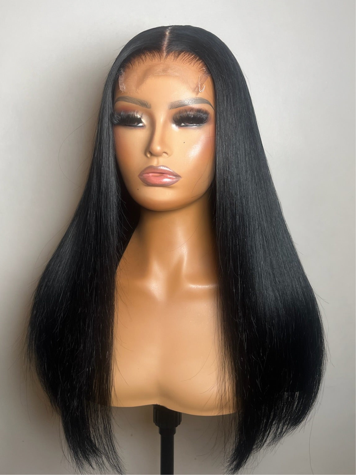Michelle - Jet Black 18" Middle Part Blunt Cut Wig (In Stock)