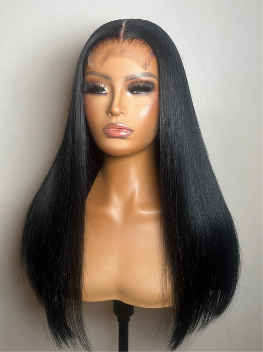 Michelle - Jet Black 18" Middle Part Blunt Cut Wig (In Stock)