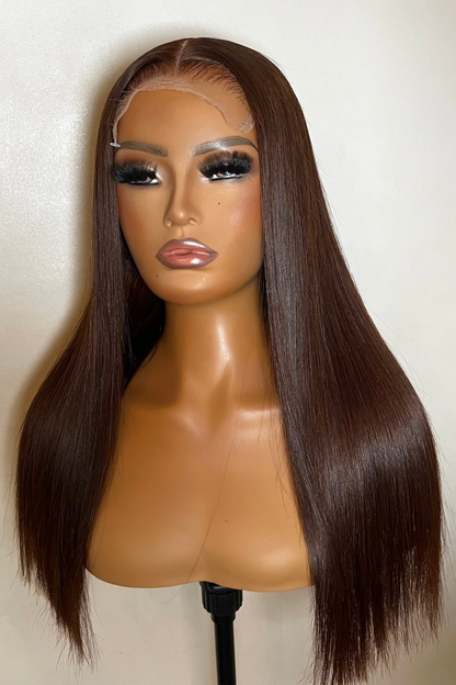 Michelle - Chocolate (Colour 4) 18" Middle Part Blunt Cut Wig (In Stock)