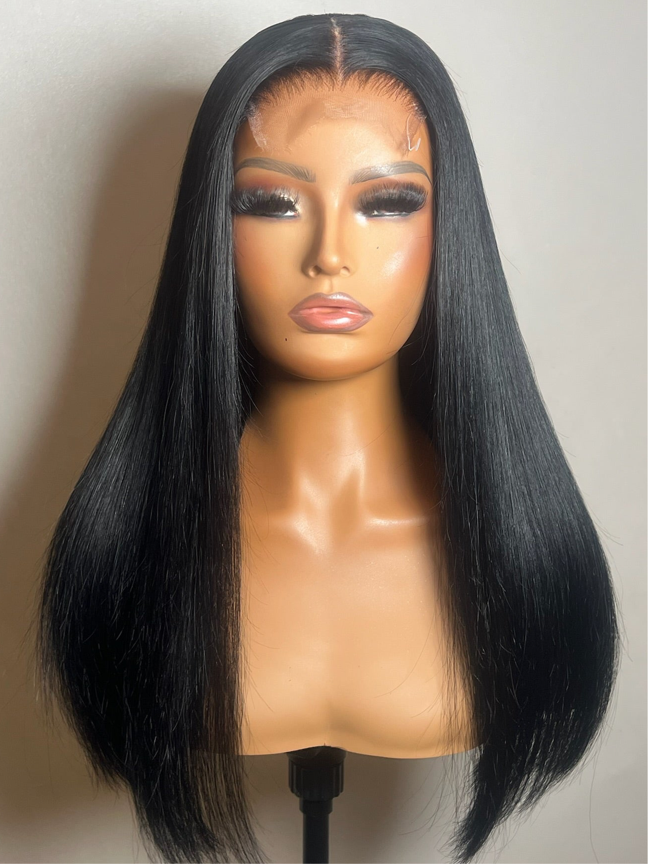 Michelle - Jet Black 18" Middle Part Blunt Cut Wig (In Stock)