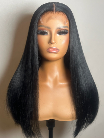 Michelle - Jet Black 18" Middle Part Blunt Cut Wig (In Stock)
