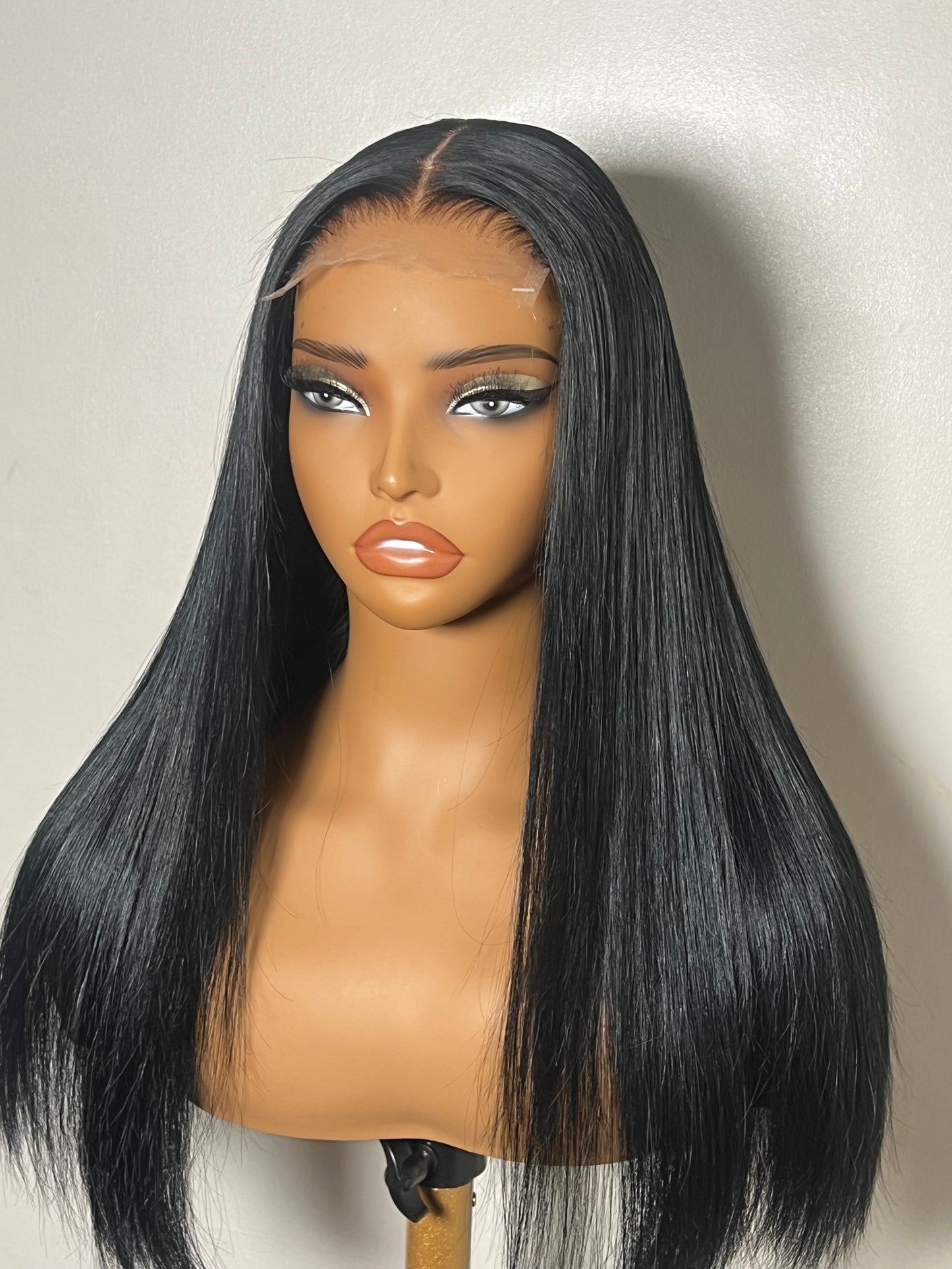 Michelle - Jet Black 18" Middle Part Blunt Cut Wig (In Stock)