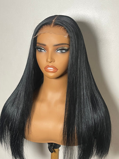 Michelle - Jet Black 18" Middle Part Blunt Cut Wig (In Stock)