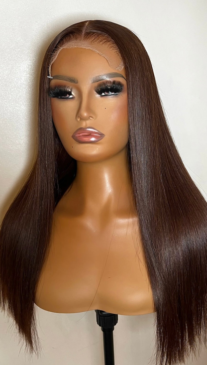 Michelle - Chocolate (Colour 4) 18" Middle Part Blunt Cut Wig (In Stock)