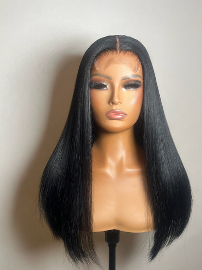 Michelle - Jet Black 18" Middle Part Blunt Cut Wig (In Stock)