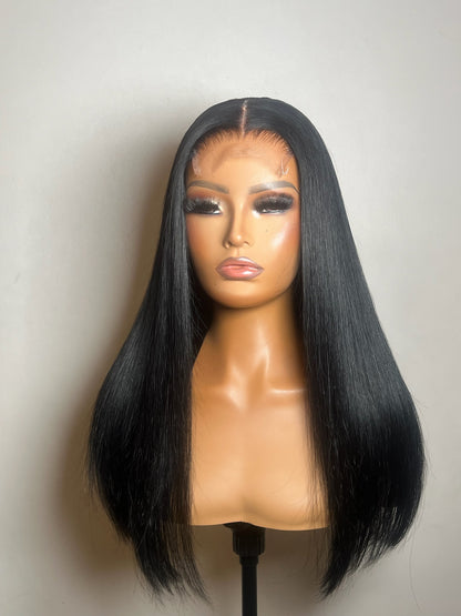 Michelle - Jet Black 18" Middle Part Blunt Cut Wig (In Stock)