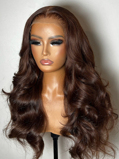 De Gemini (RAW BURMESE CHOCOLATE COLOURED LAYERED WIG + PINNED CURLS) - IN STOCK
