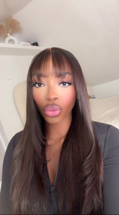 Alexis - Wispy Fringe + Layered Wig In Stock (Dark Chocolate Wig)