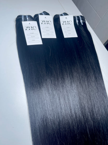 4 BUNDLES (JET BLACK RAW ONE DONOR HAIR)