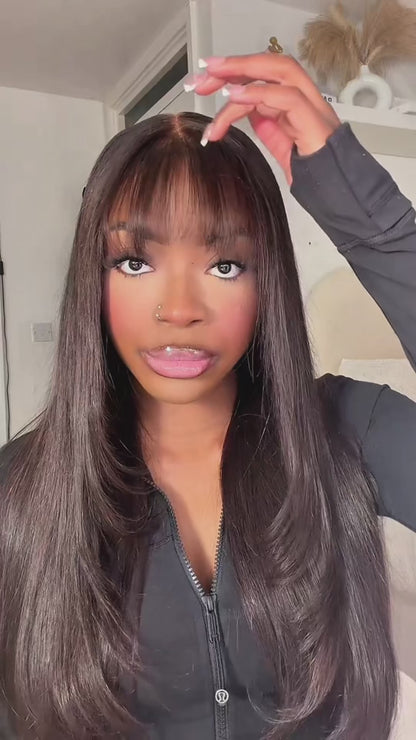 Alexis - Wispy Fringe + Layered Wig In Stock (Dark Chocolate Wig)
