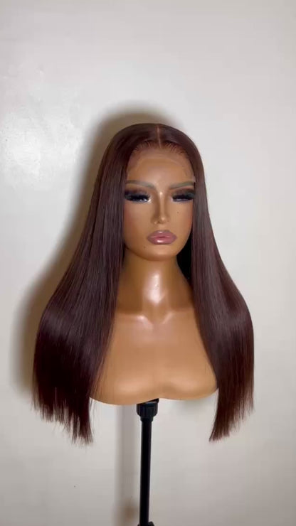 Michelle - Chocolate (Colour 4) 18" Middle Part Blunt Cut Wig (In Stock)