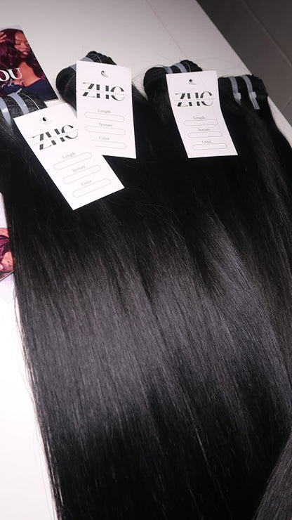 4 BUNDLES (JET BLACK RAW ONE DONOR HAIR)